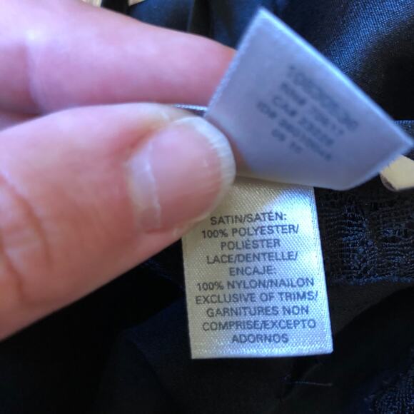 Victoria's Secret NWOT Vintage 1990s Women's Satin Black Lacy Slip Nightgown M - Picture 6 of 7